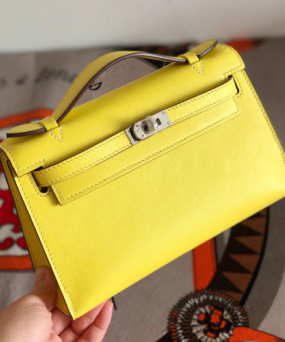 에르메스 미니 켈리백22 레몬 은장 스위프트